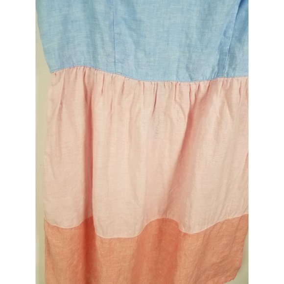 Cynthia Rowley Women's Sz. M 100% Linen Tiered Color Block Short Sundress - Picture 4 of 8